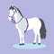 White horse on purple background with halter. Domestic animal illustration. Equestrian theme and horse breeding vector