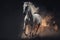 White horse running between fire flame. Generative AI