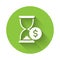 White Hourglass with dollar icon isolated with long shadow. Money time. Sandglass and money. Growth, income, savings