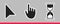 White hourglass loading clock, pointer hand and arrow mouse cursors.