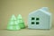 White house and Christmas tree ceramic for decorative in home