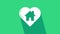 White House with heart shape icon isolated on green background. Love home symbol. Family, real estate and realty. 4K