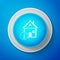 White House temperature icon isolated on blue background. Thermometer icon. Circle blue button with white line