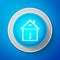 White House temperature icon isolated on blue background. Thermometer icon. Circle blue button with white line