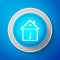 White House temperature icon isolated on blue background. Thermometer icon. Circle blue button with white line. Vector