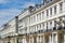 White houses facades in London, english architecture