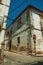 White houses with peeling plaster and NO ENTRY road sign