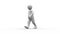 White human representation walking