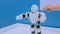 White humanoid robot dancing