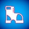 White Hunter boots icon isolated on blue background. Vector