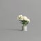 White hydrangea in concrete pot isolated on gray background