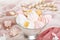 White Ice Cream Pink Vanilla Marshmallow Closeup