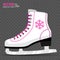 White Ice skate. Figure skating. Women`s ice skates. Winter sports. Vector illustration. Transparent background. Banner.