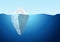 White Iceberg on Blue Atlantic Background Vector.