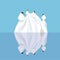 White iceberg reflecting in blue water, arctic tern birds design element