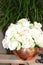 White iceberg roses in a vase