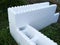 White ICF blocks  with two layers of insulation polystyrene. Insulated concrete forms construction without cement