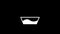 White icon of basin with water appears on a black background.