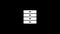 White icon of drawers appears on a black background.