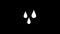 White icon of drops appears on a black background.