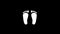 White icon of feet appears on a black background.