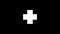 White icon of medical cross appears on a black background.