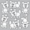 White icons cats isolated on a gray