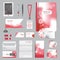 White identity template with red Flower origami elements. Vector