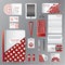White identity template with red square origami elementsVector c