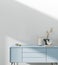 White interior with blue dresser and decor. 3d render illustration background mock up