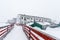 White Inuit living blocks, on the street after heavy snowfall Nu