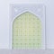 White Islamic Arch With Traditional Floral Design On Top And Arabesque Pattern Frame