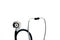 On a white isolated background lies a black stethoscope.