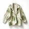 White Jacket With Palm Leaf Print - Stylish And Botanical