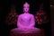 White Jade Buddha statue with purple light