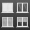 White jalousie window blind set - realistic glass home windows