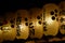 White Japanese lanterns with Kanji at night