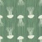 White jellyfish silhouettes seamless pattern. Stylized underwater wildlife print with green stripped background