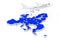 White Jet Passenger`s Airplane Flying Over Map of European Union