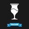 White Jewish goblet icon isolated on black background. Jewish wine cup for kiddush. Kiddush cup for Shabbat. Vector