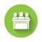 White Jurors icon isolated with long shadow. Green circle button. Vector