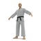 White Karate Fighter Isolated on white. 3D illustration