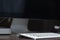 White keyboard desktop computer blur background