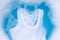 White kid undershirt soak in baby laundry detergent water dissolution, washing cloth, Laundry concept