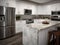 White kitchen with stainless steel appliances and granite counter tops