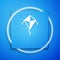 White Kite icon isolated on blue background. Blue square button. Vector