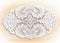 White lace doily Plauener spitze (Plauen lace) on wooden background