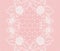 White lace floral grid pattern on a pink background