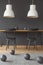 White lamps above dining table