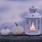 White lantern on wooden pier